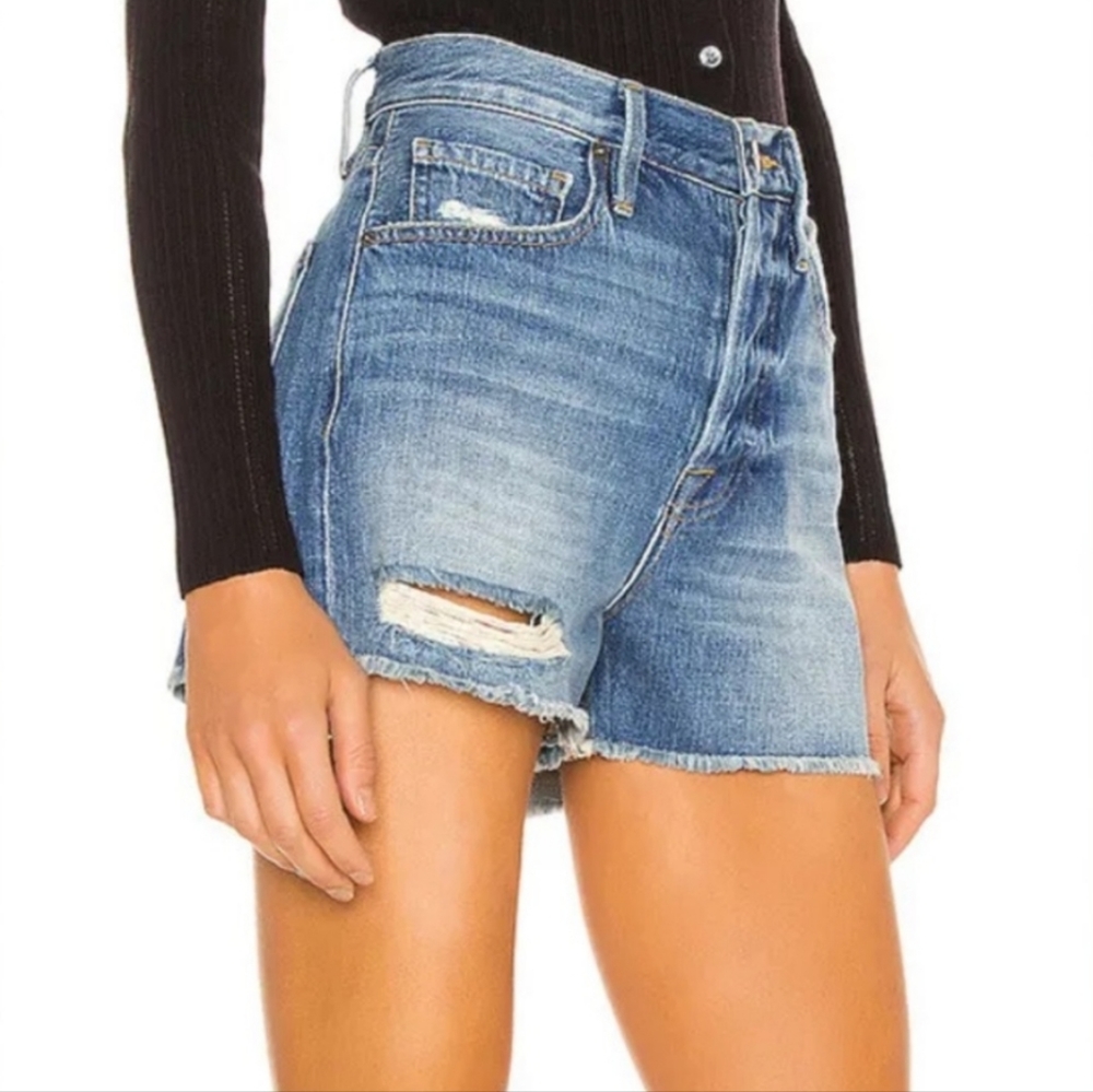 Frame Heritage Le Vintage Short 28 Distressed Blue Denim